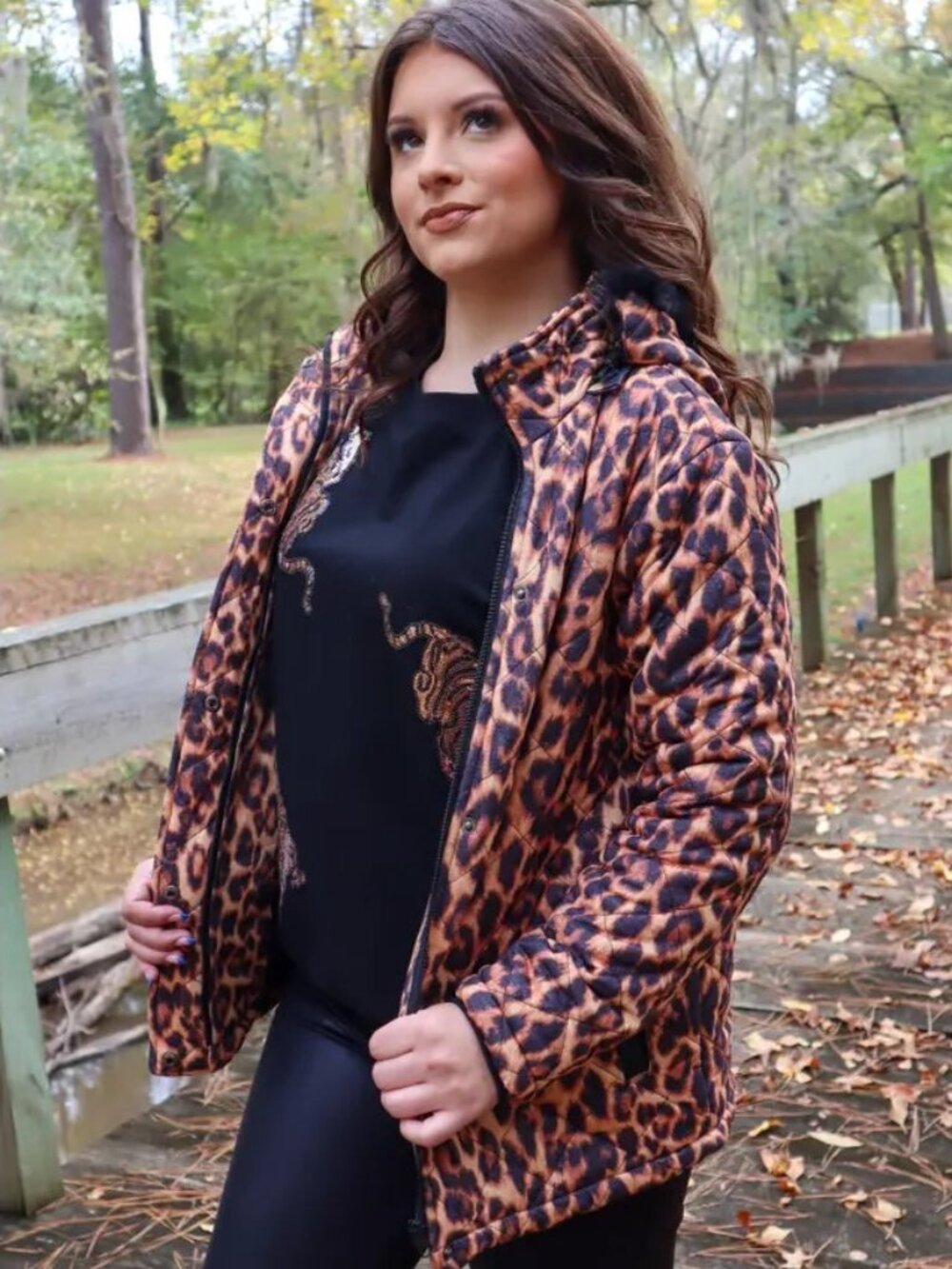 Leopard Print Hooded Jacket
